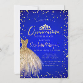 Chic gouden tiara voor jurk, blauwe Quinceañera  Kaart