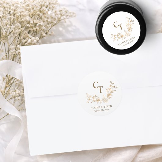 Chic Gouden Trouw Monogram Envelope Zegel / Favori