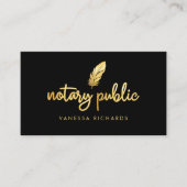 Chic Gouden Veer Notaris Naam Modern Script QR  Visitekaartje (Voorkant)