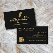Chic Gouden Veer Notaris Naam Modern Script QR  Visitekaartje