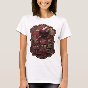 Chic Gouden WIJN IS MIJN ECHTE LIEFDE Maatwerk T-s T-shirt