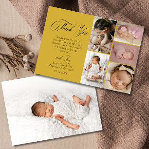 Chic Gouden Zes Foto Baby Shower Bedankt