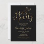 Chic Grad Feest Gouden Script Foto Afstudeerfeest Kaart (Voorkant)