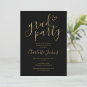 Chic Grad Feest Gouden Script Foto Afstudeerfeest Kaart (Staand voorkant)