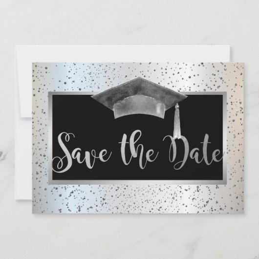 Chic Graduation Cap, Confetti sparen de Datum Save The Date (Voorkant)