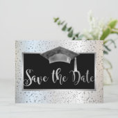 Chic Graduation Cap, Confetti sparen de Datum Save The Date (Staand voorkant)