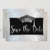 Chic Graduation Cap, Confetti sparen de Datum Save The Date (Voorkant / Achterkant)