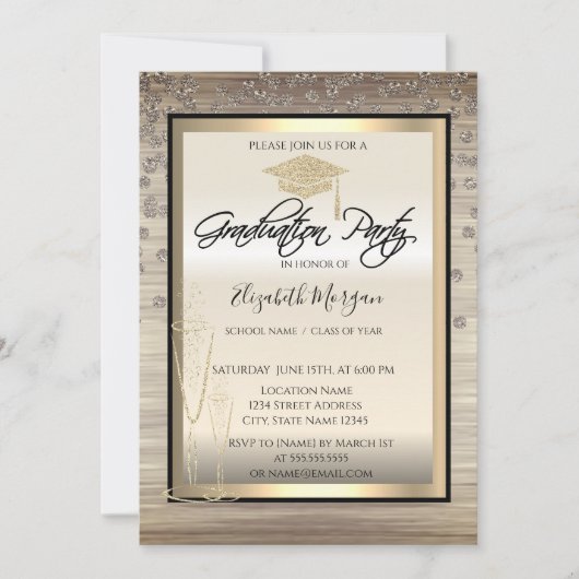 Chic Graduation Cap, Glass Diamonds Afstuderen Kaart (Voorkant)