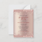 Chic Graduation Party Invitation Roos Gold Glitter Notitiekaartje (Voorkant)