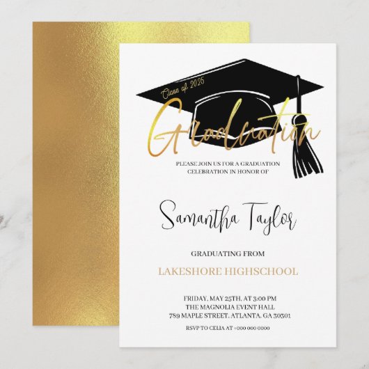 Chic Graduation Party uitnodiging (Voorkant / Achterkant)