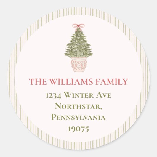 Chic Grandmillennial Christmas Envelope Seals Ronde Sticker (Voorkant)