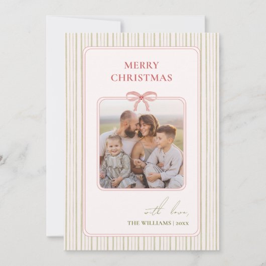 Chic Grandmillennial Coquette Christmas 2 Photo Feestdagenkaart (Voorkant)