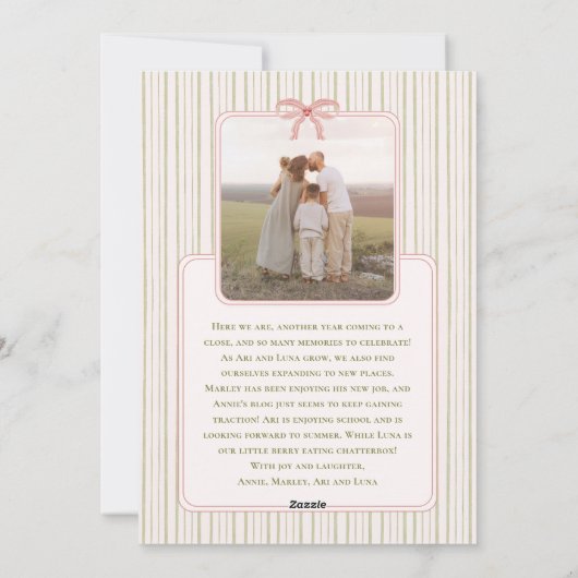 Chic Grandmillennial Coquette Christmas 2 Photo Feestdagenkaart (Achterkant)