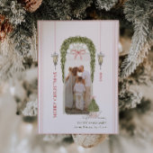 Chic Grandmillennial Coquette Christmas Arch Photo Feestdagenkaart