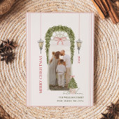 Chic Grandmillennial Coquette Christmas Arch Photo Feestdagenkaart