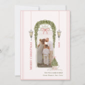 Chic Grandmillennial Coquette Christmas Arch Photo Feestdagenkaart (Voorkant)