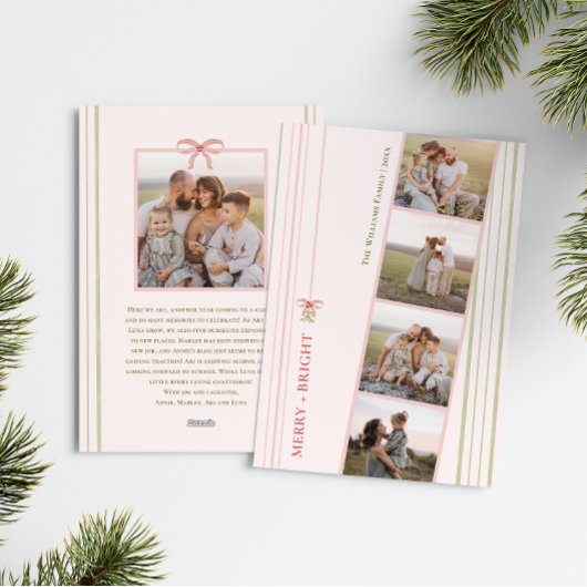 Chic Grandmillennial Coquette Christmas Five Foto Feestdagenkaart