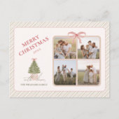 Chic Grandmillennial Coquette Kerst Vier Foto Feestdagenkaart (Voorkant)