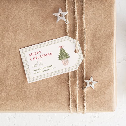 Chic Grandmillennial Coquette Kerstfamilie Cadeaulabel