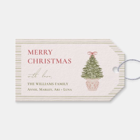 Chic Grandmillennial Coquette Kerstfamilie Cadeaulabel (Voorkant (Horizontaal))