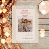 Chic Grandmillennial Coquette Kerstfoto Feestdagenkaart