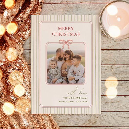 Chic Grandmillennial Coquette Kerstfoto Feestdagenkaart