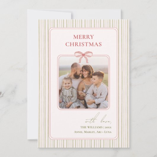 Chic Grandmillennial Coquette Kerstfoto Feestdagenkaart (Voorkant)