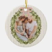 Chic Grandmillennial Coquette Kerstkrans Keramisch Ornament (Voorkant)