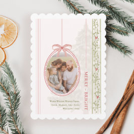 Chic Grandmillennial Coquette Kerstmis Twee Foto Feestdagenkaart