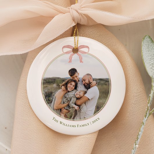 Chic Grandmillennial Coquette Kerstronde Keramisch Ornament