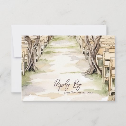 Chic Grapevine-geïnspireerde wijnmakerij rustieke RSVP Kaartje (Voorkant)