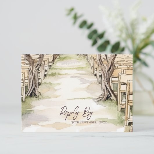 Chic Grapevine-geïnspireerde wijnmakerij rustieke  RSVP Kaartje (Staand voorkant)