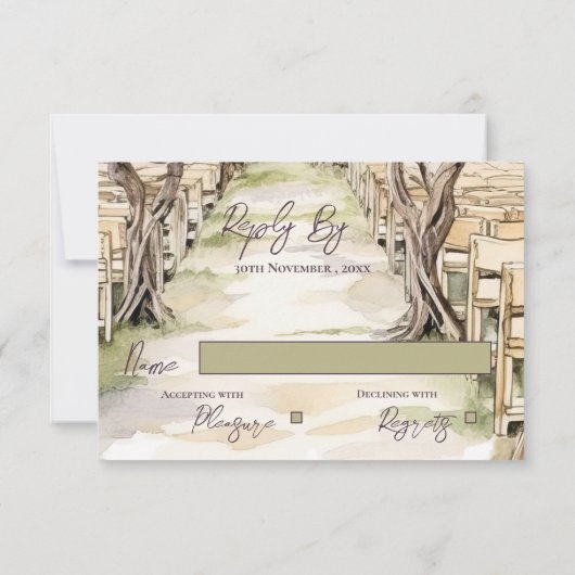 Chic Grapevine-geïnspireerde wijnmakerij rustieke RSVP Kaartje (Achterkant)