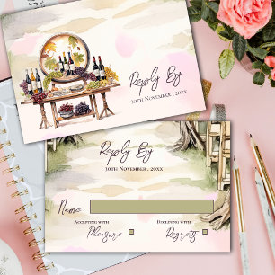 Chic Grapevine-geïnspireerde wijnmakerij rustieke RSVP Kaartje