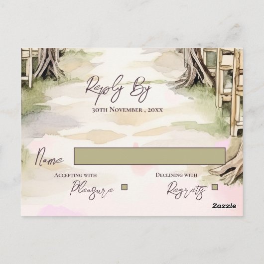 Chic Grapevine Winery Rustic Wedding RSVP Briefkaart (Achterkant)