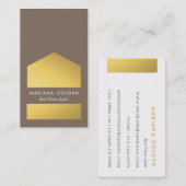 Chic Graphic Gold Real Estate Agent Visitekaartje (Voorkant / Achterkant)