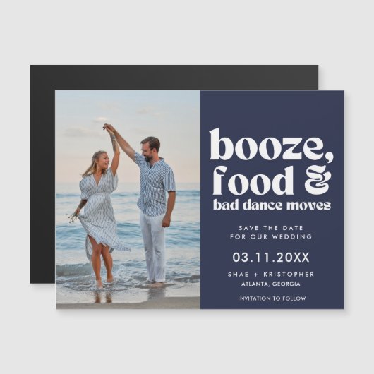 Chic Grappige Trouwfoto Bewaar de Datum (Voorkant / Achterkant)