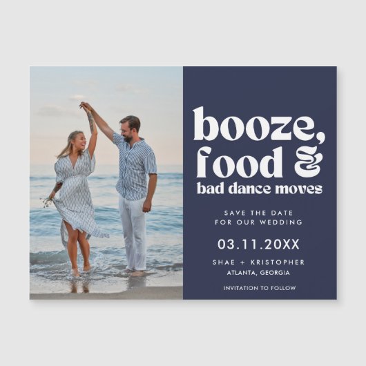 Chic Grappige Trouwfoto Bewaar de Datum (Voorkant)