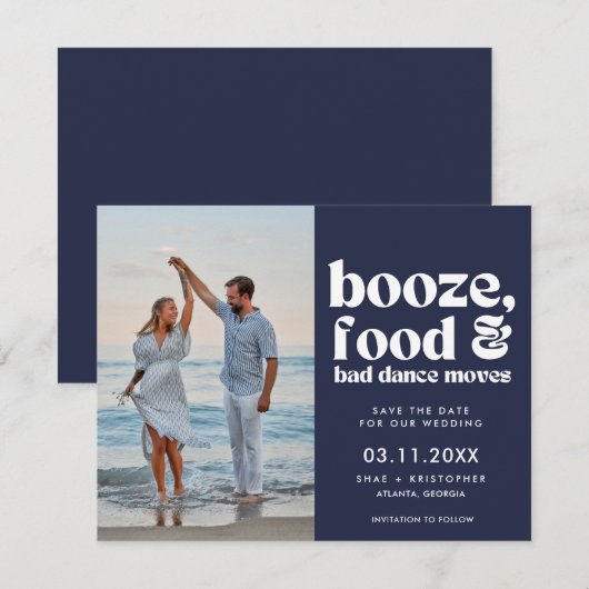 Chic Grappige Trouwfoto Bewaar de Datum Aankondiging (Voorkant / Achterkant)