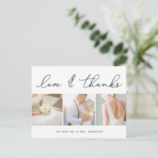 Chic Gratitude | Weddenfoto collage Hartelijk dank Briefkaart (Staand voorkant)