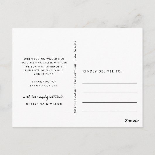 Chic Gratitude | Weddenfoto collage Hartelijk dank Briefkaart (Achterkant)