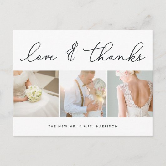 Chic Gratitude | Weddenfoto collage Hartelijk dank Briefkaart (Voorkant)