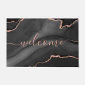 Chic Gray Agate Pink Glitter Script Welcome Deurmat (Voorkant)