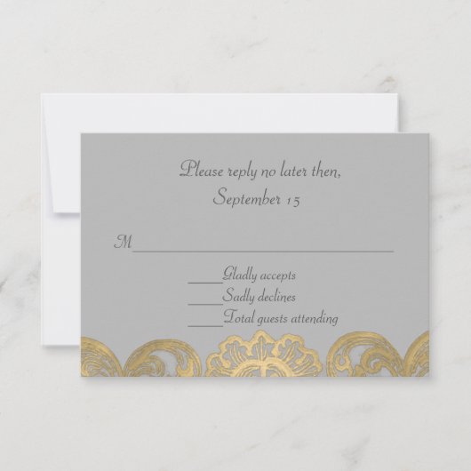 Chic Gray and Gold Wedding RSVP Kaart (Voorkant)