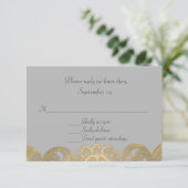 Chic Gray and Gold Wedding RSVP Kaart (Staand voorkant)