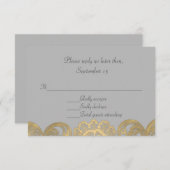 Chic Gray and Gold Wedding RSVP Kaart (Voorkant / Achterkant)