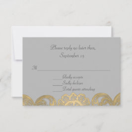 Chic Gray and Gold Wedding RSVP Kaart