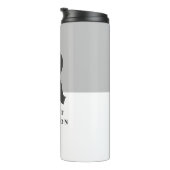 Chic Gray and White Classic Typography Monogram Thermosbeker (Geroteerd rechts)