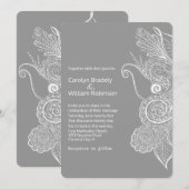 Chic Gray and White Floral Mandala Wedding Kaart (Voorkant / Achterkant)