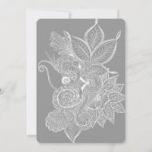 Chic Gray and White Floral Mandala Wedding Kaart (Achterkant)